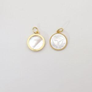 Mermaid Tail charm, round charm, shell charm, white charm, sterling silver charm, gild bead, golden charm, 2pcs / 5 pcs