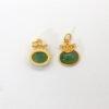 crown charm, oval charm, green charm, nephrite charm, sterling silver charm, gild bead, golden charm, 2pcs / 5 pcs