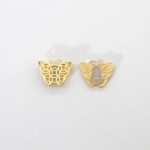 butterfly bead, bezel bead, nephrite bead, purple gray bead, sterling silver bead, gild bead, golden bead, 2pcs / 5 pcs