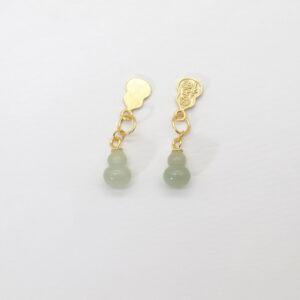 gourd charm, light green charm, nephrite charm, sterling silver charm, gild bead, golden charm, 2pcs / 5 pcs