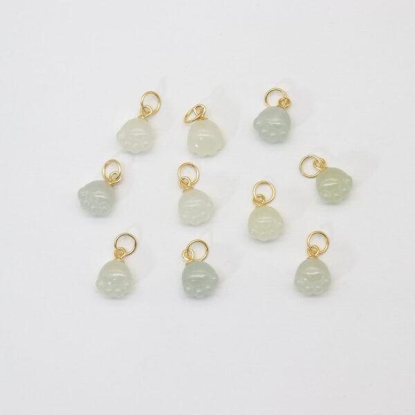 cat paw charm, nephrite charm, white charm, green charm, sterling silver charm, gild bead, golden charm, 2pcs / 5 pcs