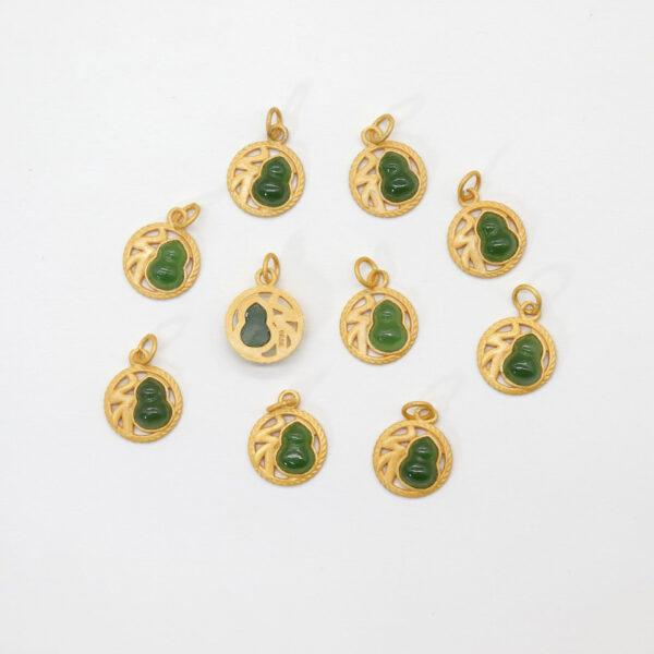 round charm, gourd charm, 福 charm, nephrite charm, green charm, sterling silver charm, gild bead, golden charm, 2pcs / 5 pcs