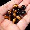 tiger's eye bead, tigerite bead, yellow bead, black bead, round bead, through hole bead