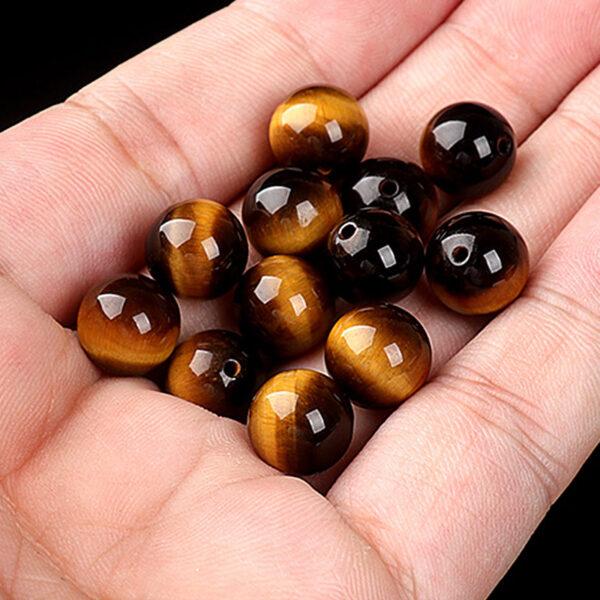 tiger's eye bead, tigerite bead, yellow bead, black bead, round bead, through hole bead