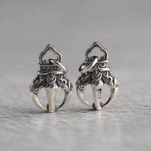 hollow flower charm, bracelet buckle, s925 sterling silver, silver bead, silver charm, oxidized silver bead