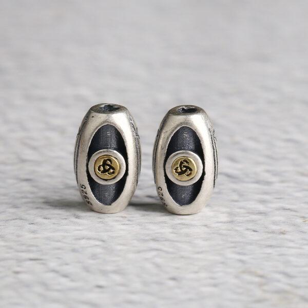 oval bead, retro bead, spacer bead, s925 sterling silver, silver bead, oxidized silver bead