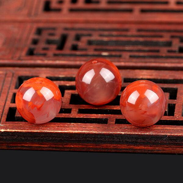 red agate bead, red texture bead, liangshan nanhong bead, round bead, through hole bead