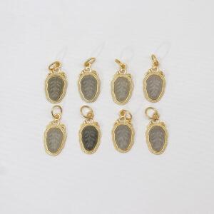 leaf charm, nephrite charm, purple charm, sterling silver charm, gild bead, golden charm, 2pcs / 5 pcs