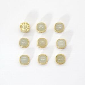 square bead, bezel bead, nephrite bead, white bead, sterling silver bead, gild bead, golden bead, 2pcs / 5 pcs