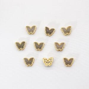 butterfly bead, bezel bead, nephrite bead, gray purple bead, sterling silver bead, gild bead, golden bead, 2pcs / 5 pcs