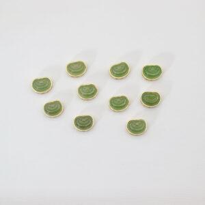 oval bead, bezel bead, nephrite bead, green bead, sterling silver bead, gild bead, golden bead, 2pcs / 5 pcs