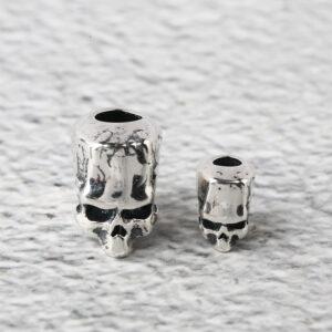 skull bead, spacer bead, s925 sterling silver, silver bead, oxidized silver bead