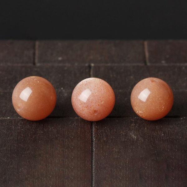 peach moonstone bead, orange moonstone bead, round bead, through hole bead