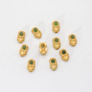 pixiu bead, animal bead.bezel bead, nephrite bead, green bead, sterling silver bead, gild bead, golden bead, 2pcs / 5 pcs