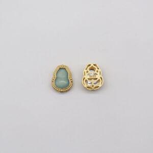 gourd bead, bezel bead, jadeite bead, icy blue bead, sterling silver bead, gild bead, golden bead, 2pcs / 5 pcs