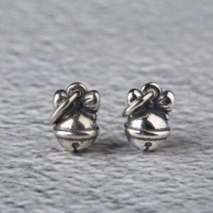 bell charm, s925 sterling silver, silver bead, silver charm, oxidized silver bead
