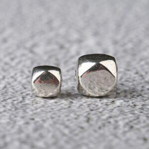 square bead, cube bead, simple smooth bead, spacer bead, s925 sterling silver, silver bead, oxidized silver bead