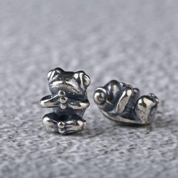 frog bead, cute bead, retro bead, spacer bead, s925 sterling silver, silver bead, oxidized silver bead