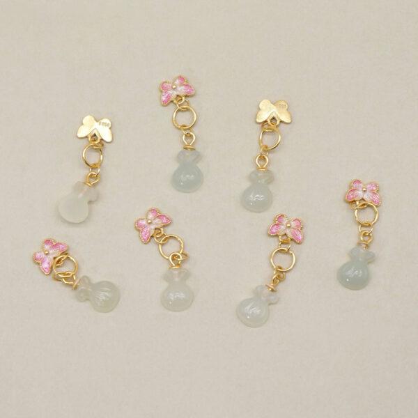 butterfly charm, nephrite charm, flower charm, enamel charm, sterling silver charm, gild bead, golden charm, 2pcs / 5 pcs