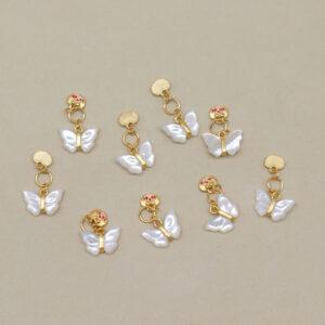 butterfly charm, shell charm, sterling silver charm, gild bead, golden charm, 2pcs / 5 pcs