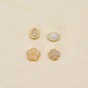 gourd bead, flower bead, bezel bead, nephrite bead, sterling silver bead, gild bead, golden bead, 2pcs / 5 pcs