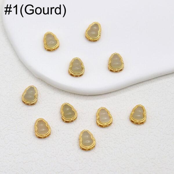 gourd bead, flower bead, bezel bead, nephrite bead, sterling silver bead, gild bead, golden bead, 2pcs / 5 pcs - Image 4