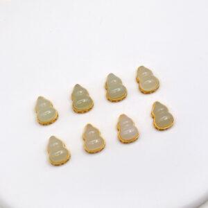 gourd bead, bezel bead, nephrite bead, sterling silver bead, gild bead, golden bead, 2pcs / 5 pcs