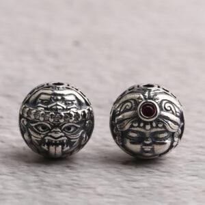 double faces bead, round bead, spacer bead, s925 sterling silver, silver bead, oxidized silver bead