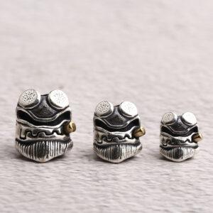 abstract head bead, retro bead, spacer bead, s925 sterling silver, silver bead, oxidized silver bead