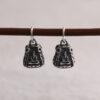 quadrangular pyramid charm, buddha pattern charm, s925 sterling silver, silver bead, silver charm, oxidized silver bead