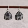 small tent charm, flower pattern charm, s925 sterling silver, silver bead, silver charm, oxidized silver bead