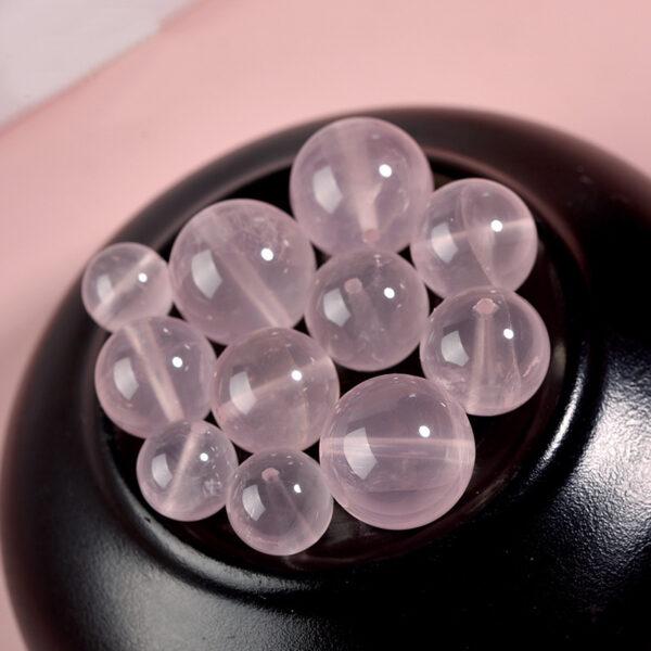 rose quartz bead, icy pink bead, round bead, through hole bead, natural bead, genuine bead