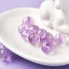 amethyst bead, lavender purple bead, round bead, through hole bead, natural bead, genuine bead