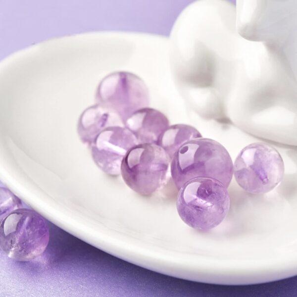 amethyst bead, lavender purple bead, round bead, through hole bead, natural bead, genuine bead