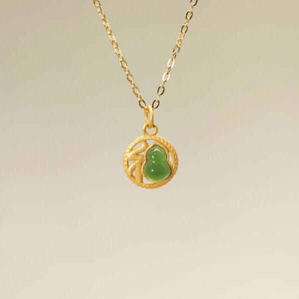 round charm, gourd charm, 福 charm, nephrite charm, green charm, sterling silver charm, gild bead, golden charm, 2pcs / 5 pcs - Image 3