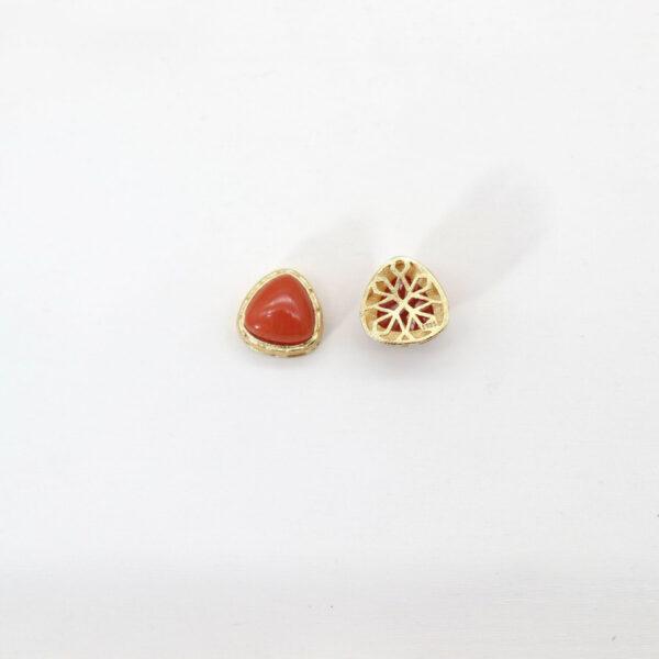 triangle bead, bezel bead, agate bead, red bead, sterling silver bead, gild bead, golden bead, 2pcs / 5 pcs - Image 2
