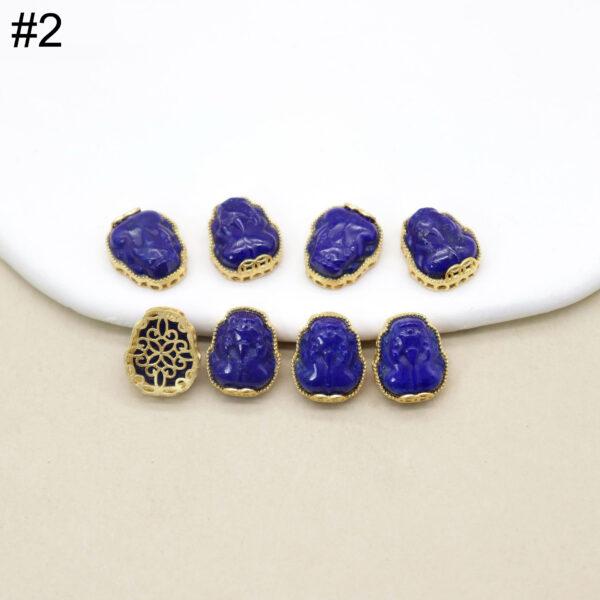 square bead, pixiu bead, bezel bead, lazurite bead, lazurite charm, blue bead, sterling silver bead, gild bead, golden bead, 2pcs / 5 pcs - Image 3