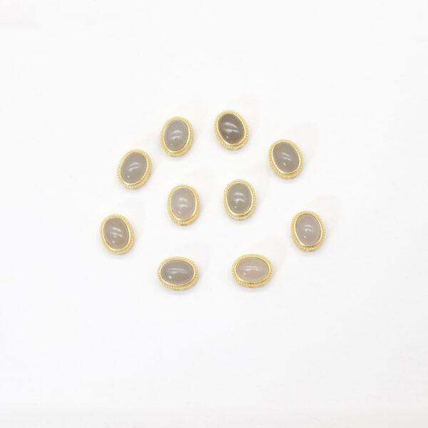 oval bead, bezel bead, nephrite bead, purple gray bead, sterling silver bead, gild bead, golden bead, 2pcs / 5 pcs - Image 2