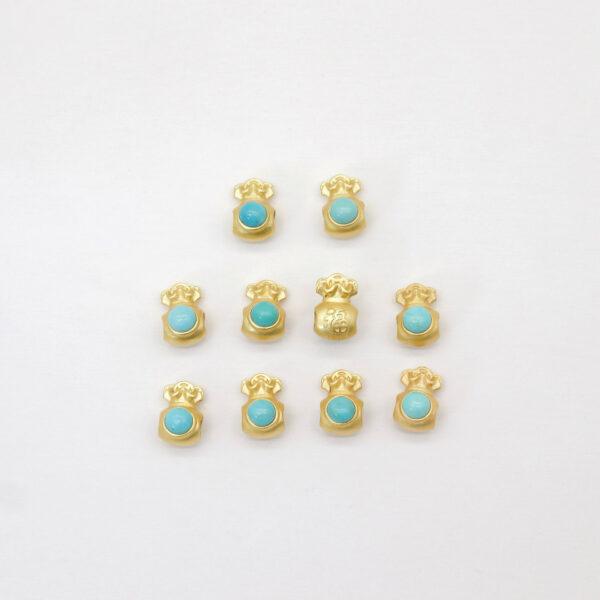 flower bead, bezel bead, spacer bead, turquoise bead, green bead, sterling silver bead, gild bead, golden bead, 2pcs / 5 pcs - Image 2