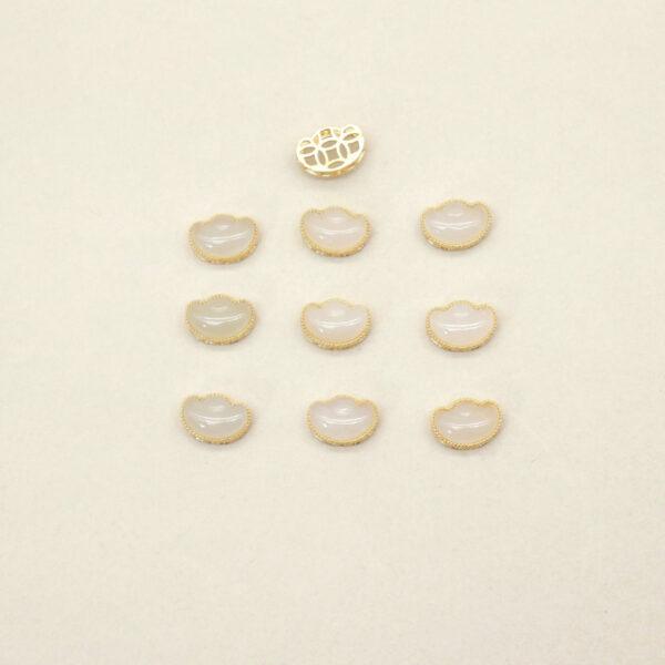 ruyi flower bead, bezel bead, nephrite bead, purple gray bead, white bead, sterling silver bead, gild bead, golden bead, 2pcs / 5 pcs - Image 3