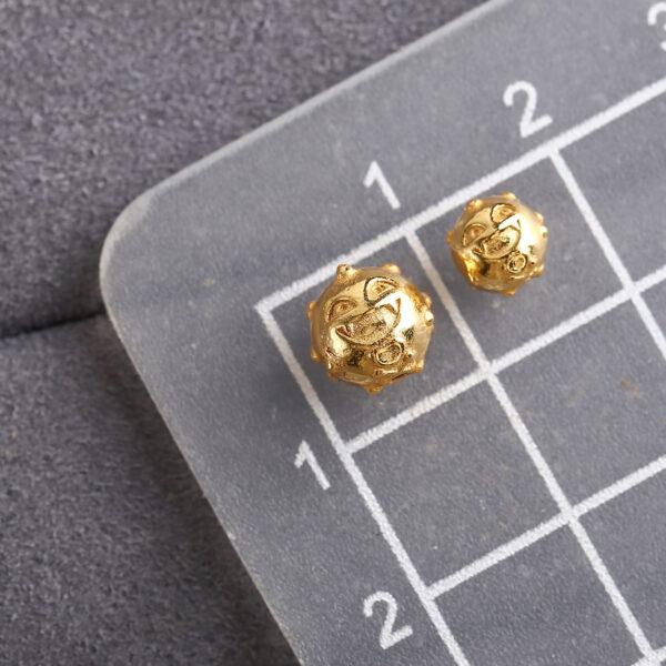 laughing face bead, round bead, spacer bead, s925 sterling silver, sterling silver bead, golden bead, gild bead - Image 2
