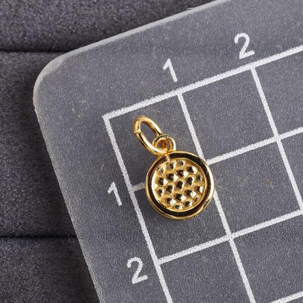 round charm, weaving pattern charm, s925 sterling silver, golden charm, gild bead - Image 2