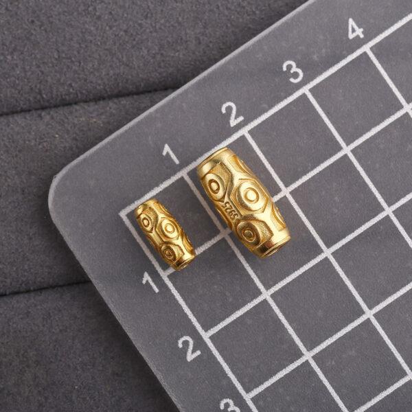 dzi bead, oval bead, spacer bead, s925 sterling silver, sterling silver bead, golden bead, gild bead - Image 2