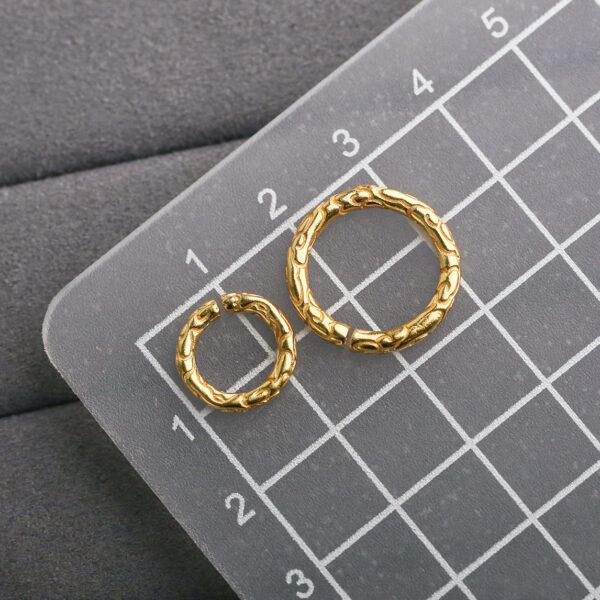 fret pattern bead, ring bead, open ring bead, spacer bead, s925 sterling silver, sterling silver bead, golden bead, gild bead - Image 2