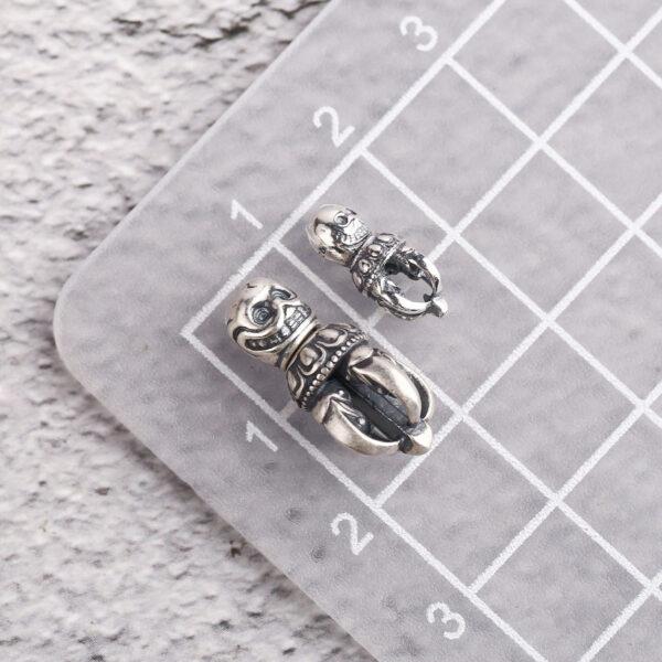 skull head charm, bracelet buckle, necklace buckle, s925 sterling silver, silver bead, silver charm, oxidized silver bead - Image 2