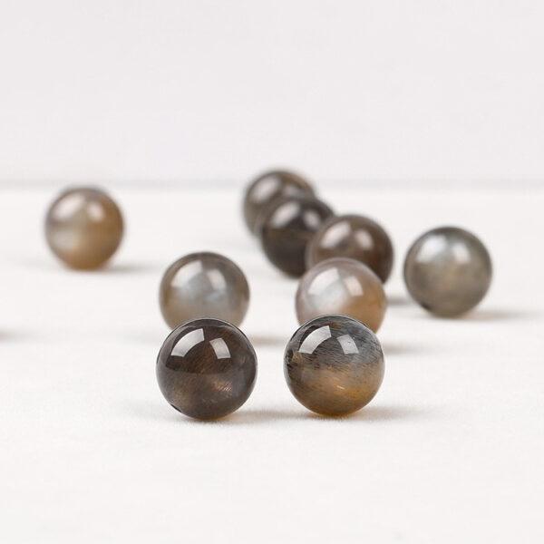 black gold sun stone bead, black bead, round bead, through hole bead, natural bead, genuine bead - Image 2