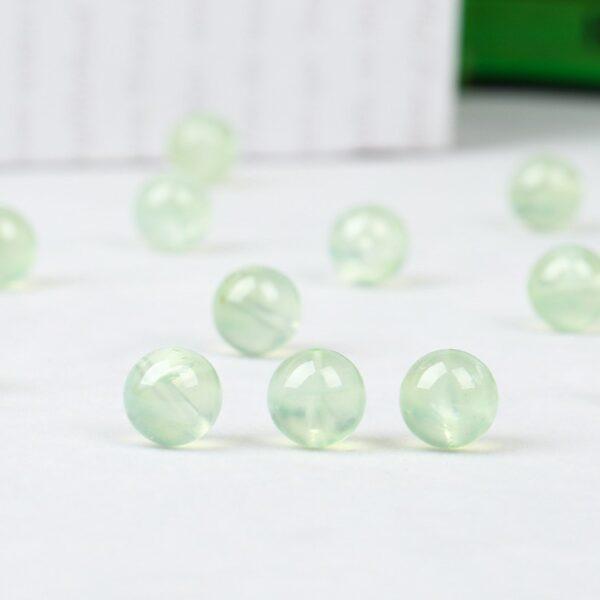 prehnite bead, green bead, clear bead, round bead, through hole bead, natural bead, genuine bead - Image 2
