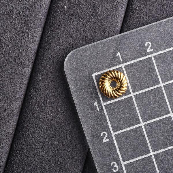 donut bead, spiral pattern bead, spacer bead, s925 sterling silver, sterling silver bead, golden bead, gild bead - Image 2
