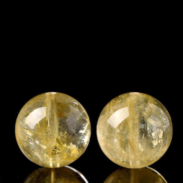 yellow hematite quartz bead, yellow bead, clear bead, round bead, through hole bead, natural bead, genuine bead - Image 2