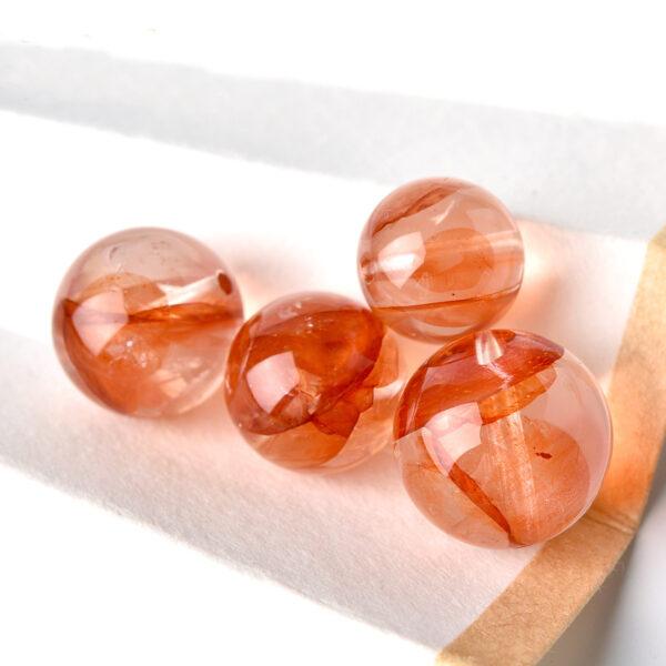 red hematite quartz bead, red bead, clear bead, round bead, through hole bead, natural bead, genuine bead - Image 2